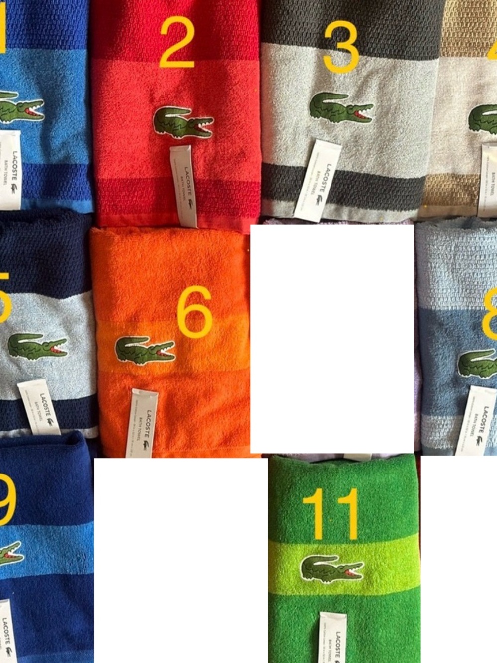 10 Lacoste Large Bath Pool Towel 30”x52” new with tags various colors